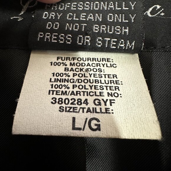 Vintage Olympia Limited Inc Womens Gray Black Faux Fur Coat Size L Made In USA - Picture 3 of 7